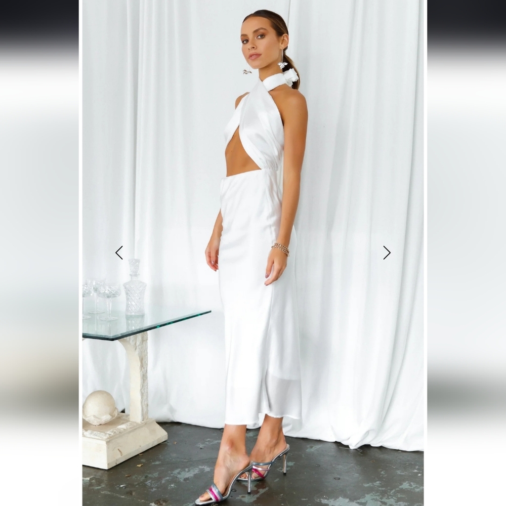 Hello Molly • Nobody's Love Maxi Dress White Satin Dress - Picture 2 of 6